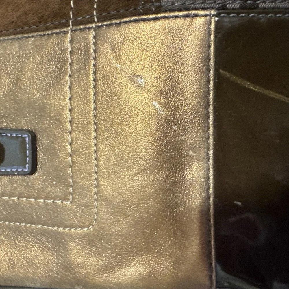 Coach Mixed‎ Media Brown Gold Medium Sized Tote Bag-Patchwork-Y2K-Vintage